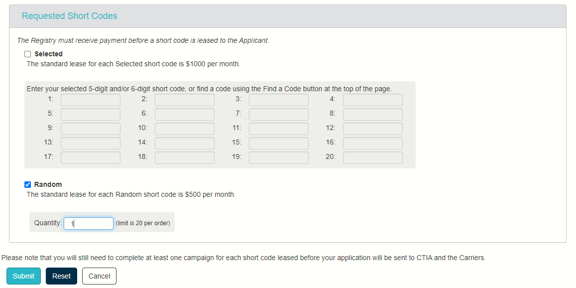 Requested Random Shortcodes section