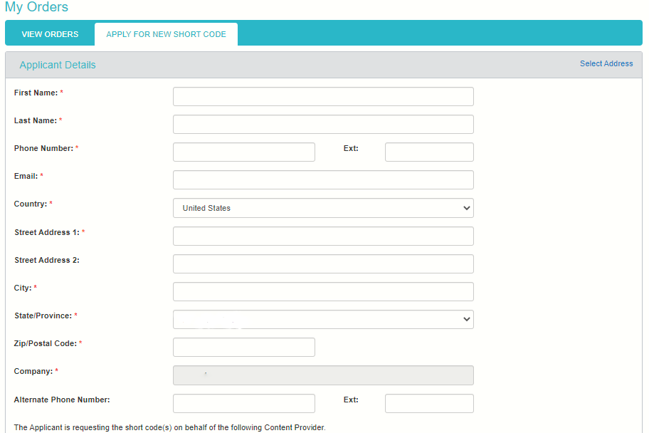 Applicant Details page