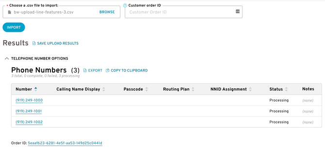 CSV import section