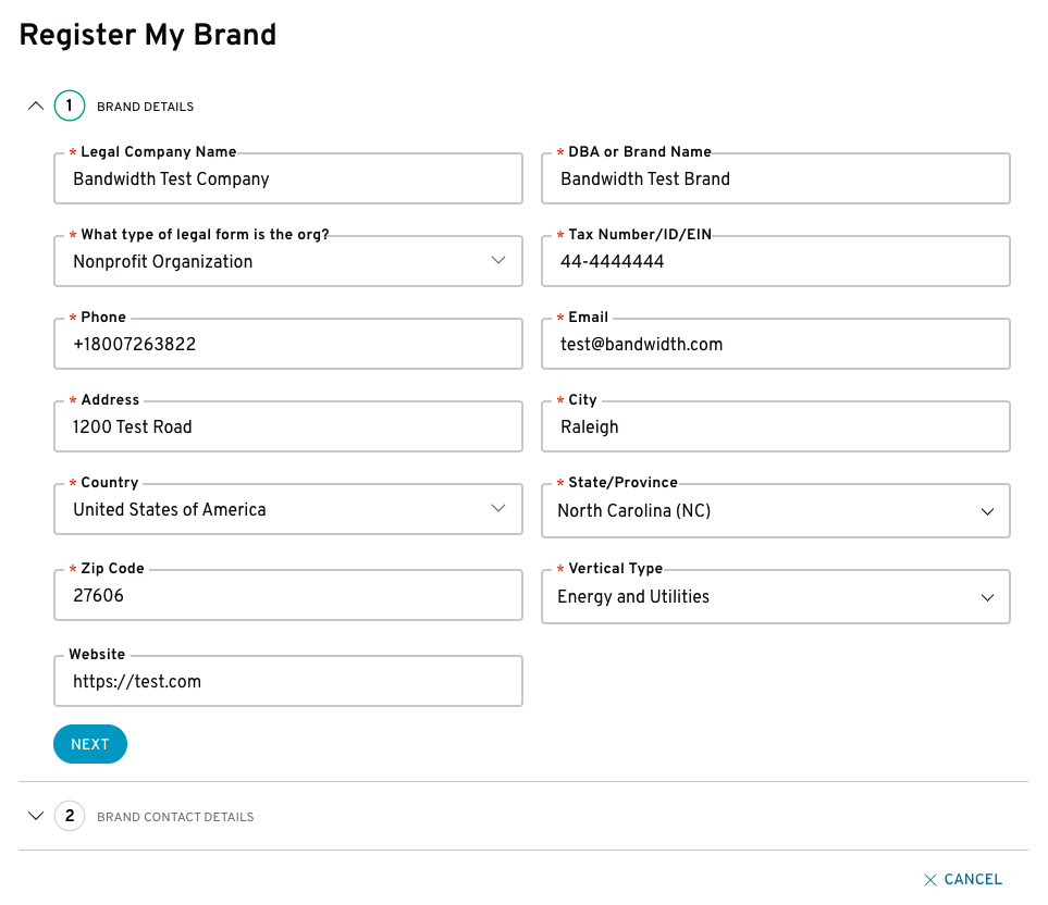 Brand details