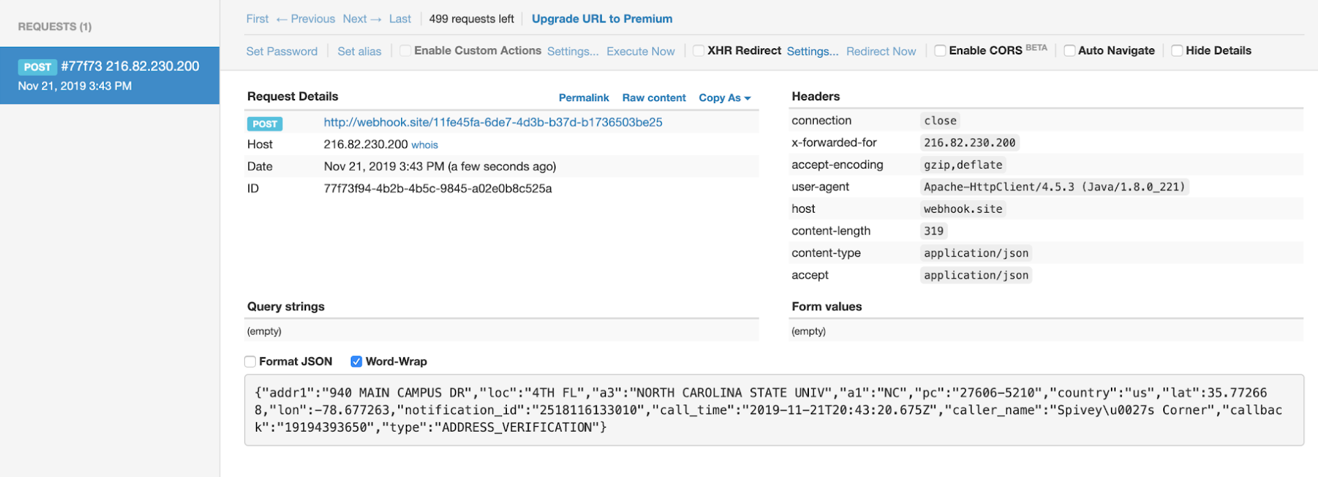 Webhook example