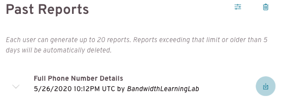 Download a Report section