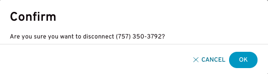 Disconnect number confirmation message