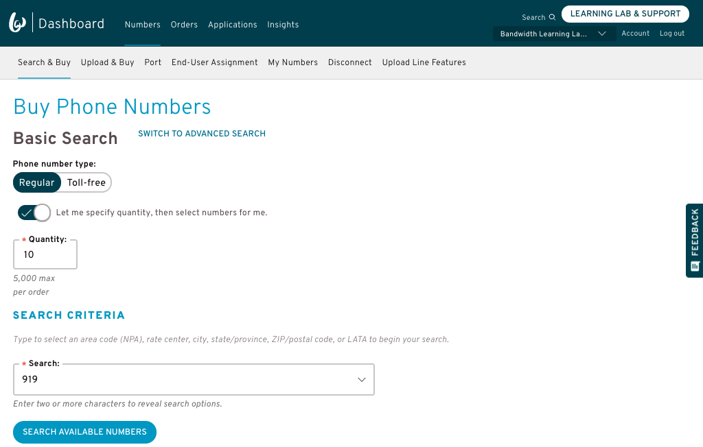 bandwidth phone number