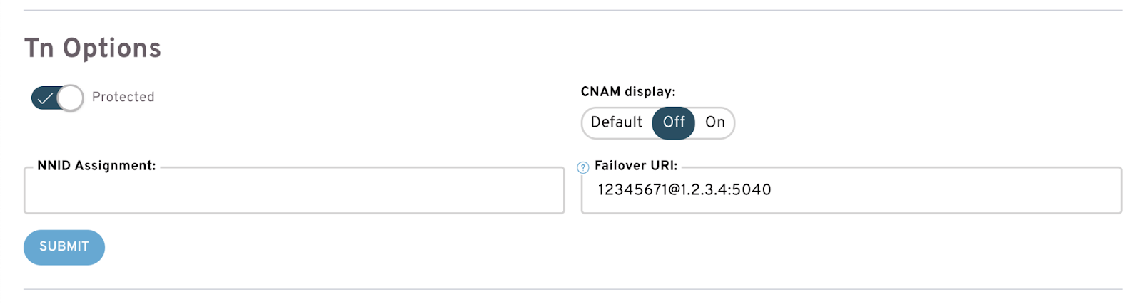 Failover URI field on the Phone Number Details page